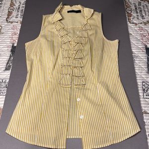 Yellow and white striped, essential shirt. Size XS.